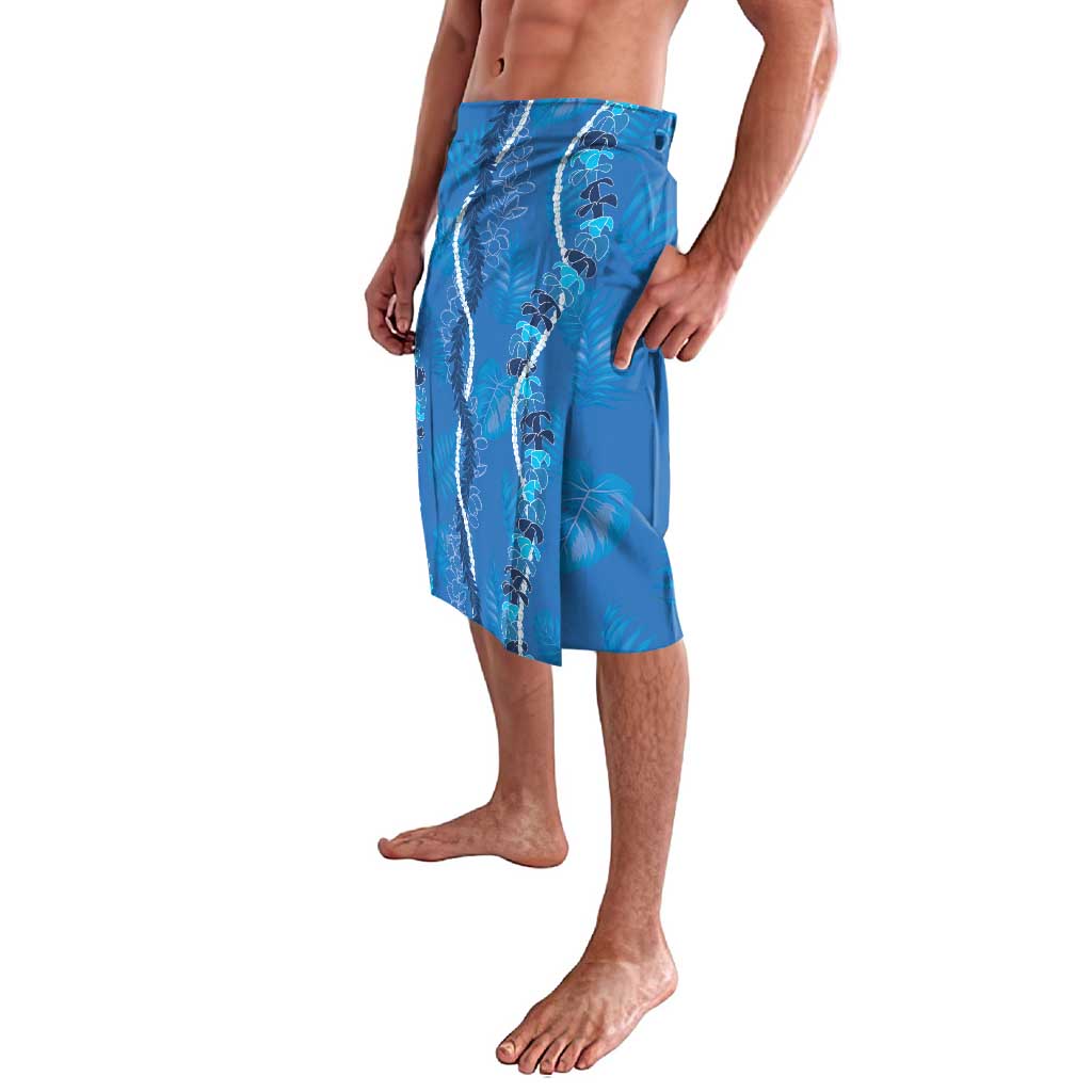 Hawaii Maile Lei Lavalava With Blue Monstera Pattern
