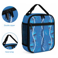Hawaii Maile Lei Lunch Bag With Blue Monstera Pattern LT05 - Polynesian Pride