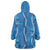 Hawaii Maile Lei Wearable Blanket Hoodie With Blue Monstera Pattern