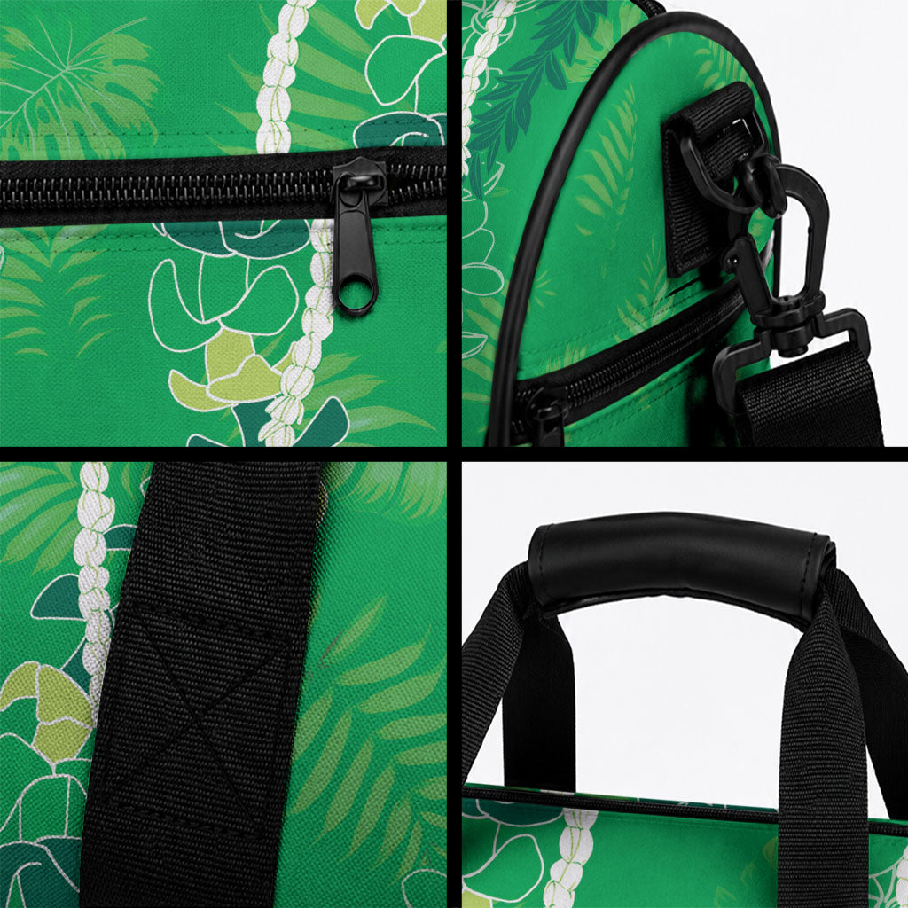 Hawaii Maile Lei Duffle Bag With Green Monstera Pattern LT05 - Polynesian Pride
