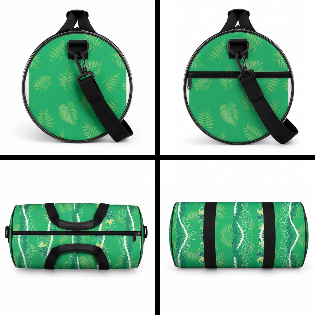 Hawaii Maile Lei Duffle Bag With Green Monstera Pattern LT05 - Polynesian Pride
