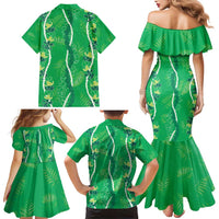 Hawaii Maile Lei Family Matching Mermaid Dress and Hawaiian Shirt With Green Monstera Pattern LT05 - Polynesian Pride