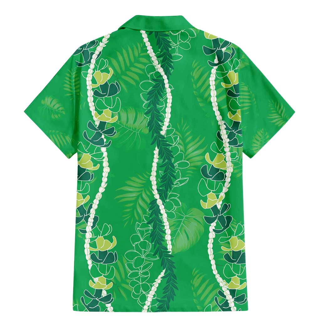 Hawaii Maile Lei Family Matching Mermaid Dress and Hawaiian Shirt With Green Monstera Pattern LT05 - Polynesian Pride