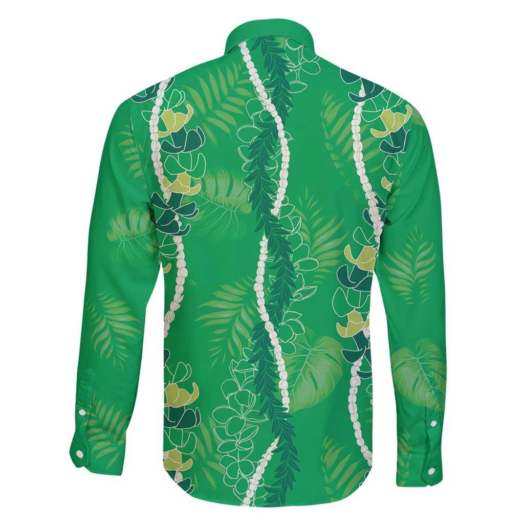 Hawaii Maile Lei Family Matching Mermaid Dress and Hawaiian Shirt With Green Monstera Pattern LT05 - Polynesian Pride