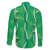 Hawaii Maile Lei Family Matching Mermaid Dress and Hawaiian Shirt With Green Monstera Pattern LT05 - Polynesian Pride