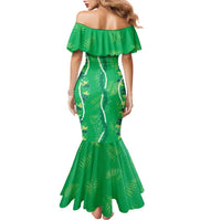 Hawaii Maile Lei Family Matching Mermaid Dress and Hawaiian Shirt With Green Monstera Pattern LT05 - Polynesian Pride