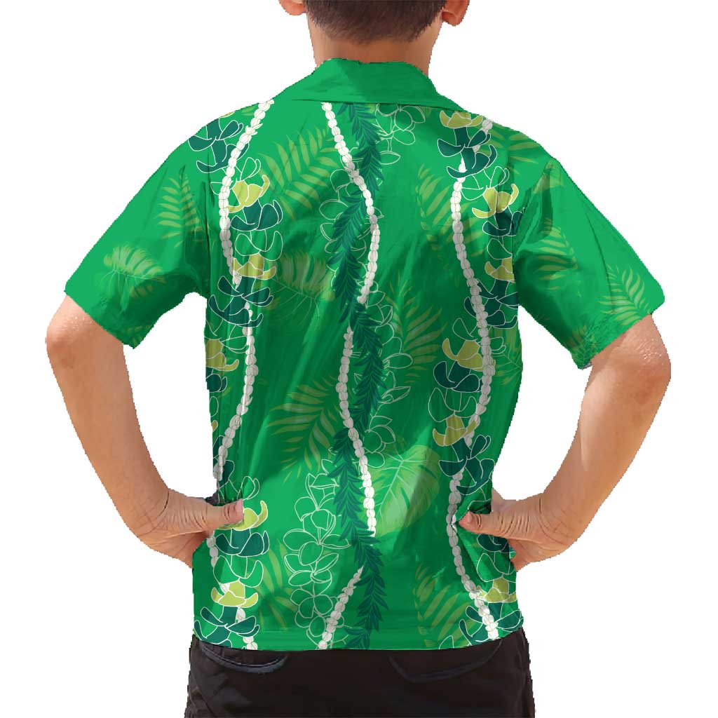 Hawaii Maile Lei Family Matching Off Shoulder Maxi Dress and Hawaiian Shirt With Green Monstera Pattern