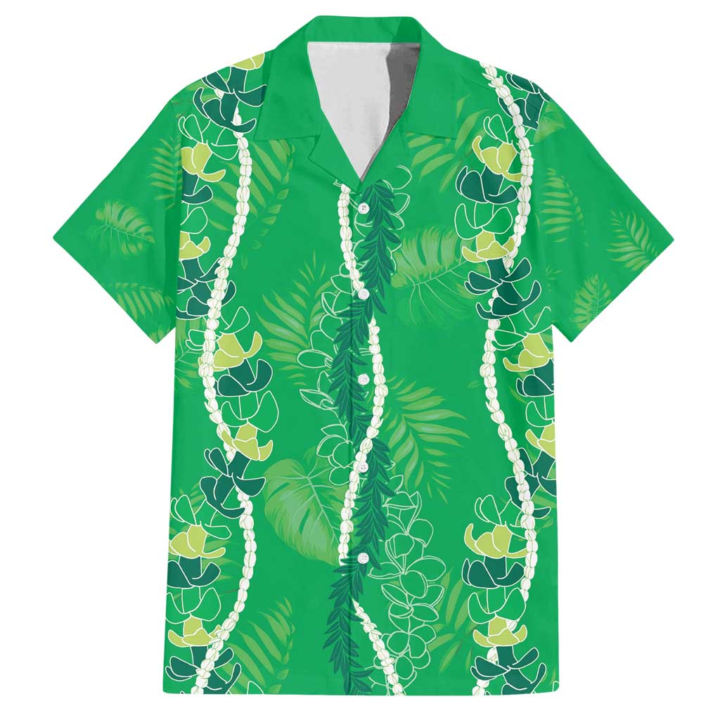 Hawaii Maile Lei Family Matching Summer Maxi Dress and Hawaiian Shirt With Green Monstera Pattern LT05 Dad's Shirt - Short Sleeve Green - Polynesian Pride