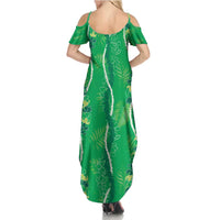 Hawaii Maile Lei Family Matching Summer Maxi Dress and Hawaiian Shirt With Green Monstera Pattern LT05 - Polynesian Pride