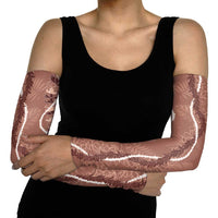 Hawaii Maile Lei Arm Sleeves With Brown Monstera Pattern - Polynesian Pride