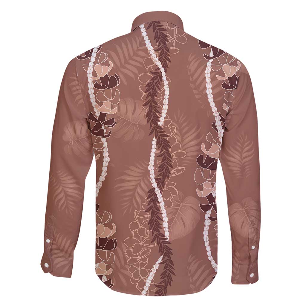 Hawaii Maile Lei Family Matching Off Shoulder Maxi Dress and Hawaiian Shirt With Brown Monstera Pattern