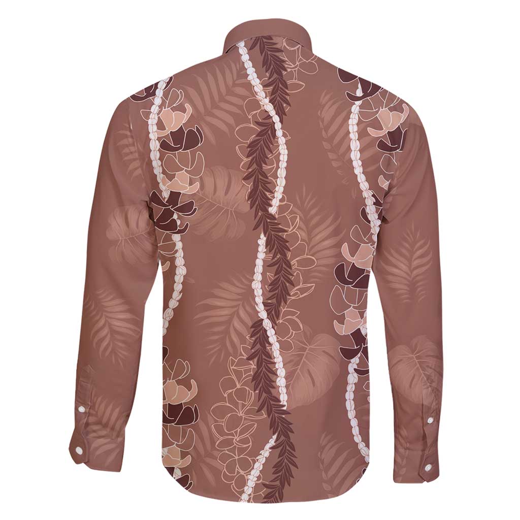Hawaii Maile Lei Family Matching Short Sleeve Bodycon Dress and Hawaiian Shirt With Brown Monstera Pattern
