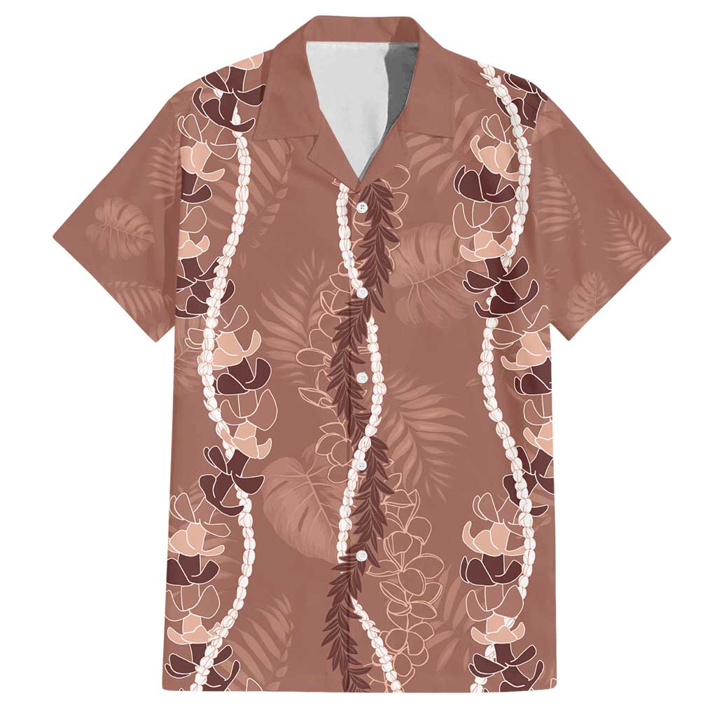 Hawaii Maile Lei Family Matching Summer Maxi Dress and Hawaiian Shirt With Brown Monstera Pattern