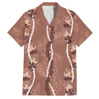 Hawaii Maile Lei Family Matching Summer Maxi Dress and Hawaiian Shirt With Brown Monstera Pattern
