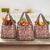 Hawaii Maile Lei Grocery Bag With Brown Monstera Pattern