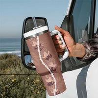 Hawaii Maile Lei Tumbler With Handle With Brown Monstera Pattern