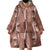 Hawaii Maile Lei Wearable Blanket Hoodie With Brown Monstera Pattern