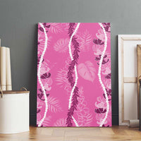 Hawaii Maile Lei Canvas Wall Art With Pink Monstera Pattern
