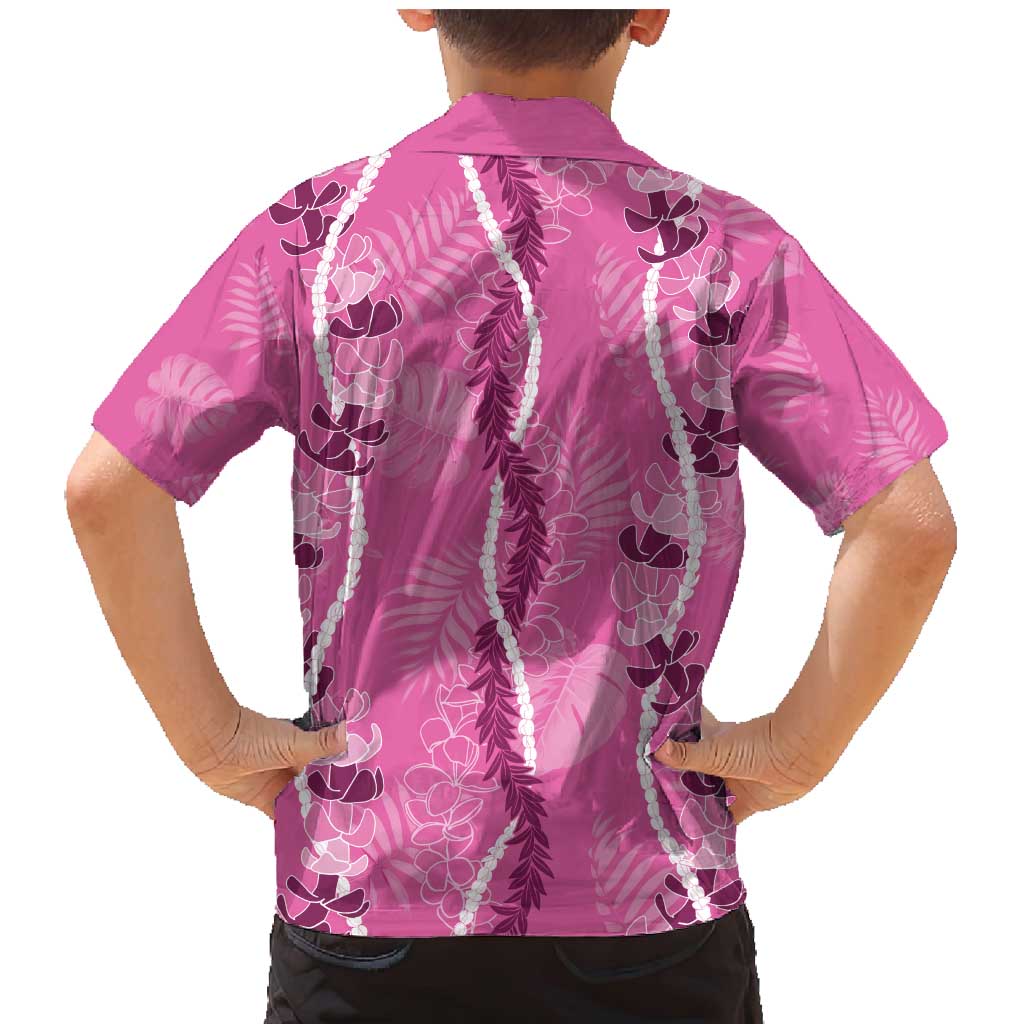 Hawaii Maile Lei Family Matching Mermaid Dress and Hawaiian Shirt With Pink Monstera Pattern LT05 - Polynesian Pride