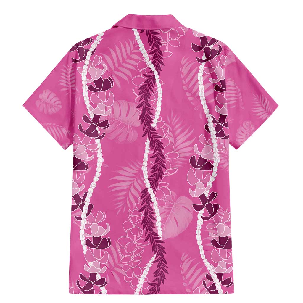 Hawaii Maile Lei Family Matching Mermaid Dress and Hawaiian Shirt With Pink Monstera Pattern LT05 - Polynesian Pride
