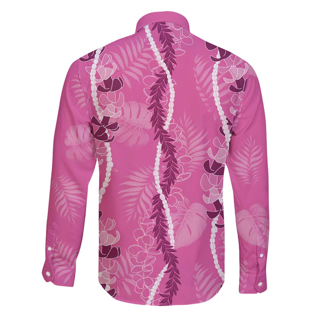Hawaii Maile Lei Family Matching Mermaid Dress and Hawaiian Shirt With Pink Monstera Pattern LT05 - Polynesian Pride