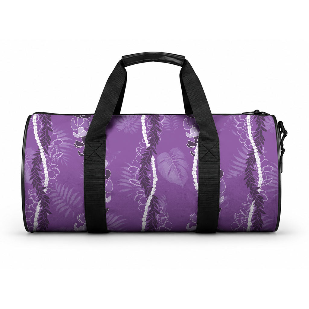 Hawaii Maile Lei Duffle Bag With Violet Monstera Pattern LT05 One size Violet - Polynesian Pride
