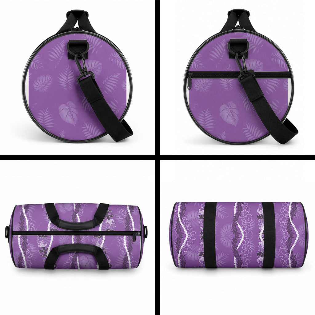 Hawaii Maile Lei Duffle Bag With Violet Monstera Pattern LT05 - Polynesian Pride