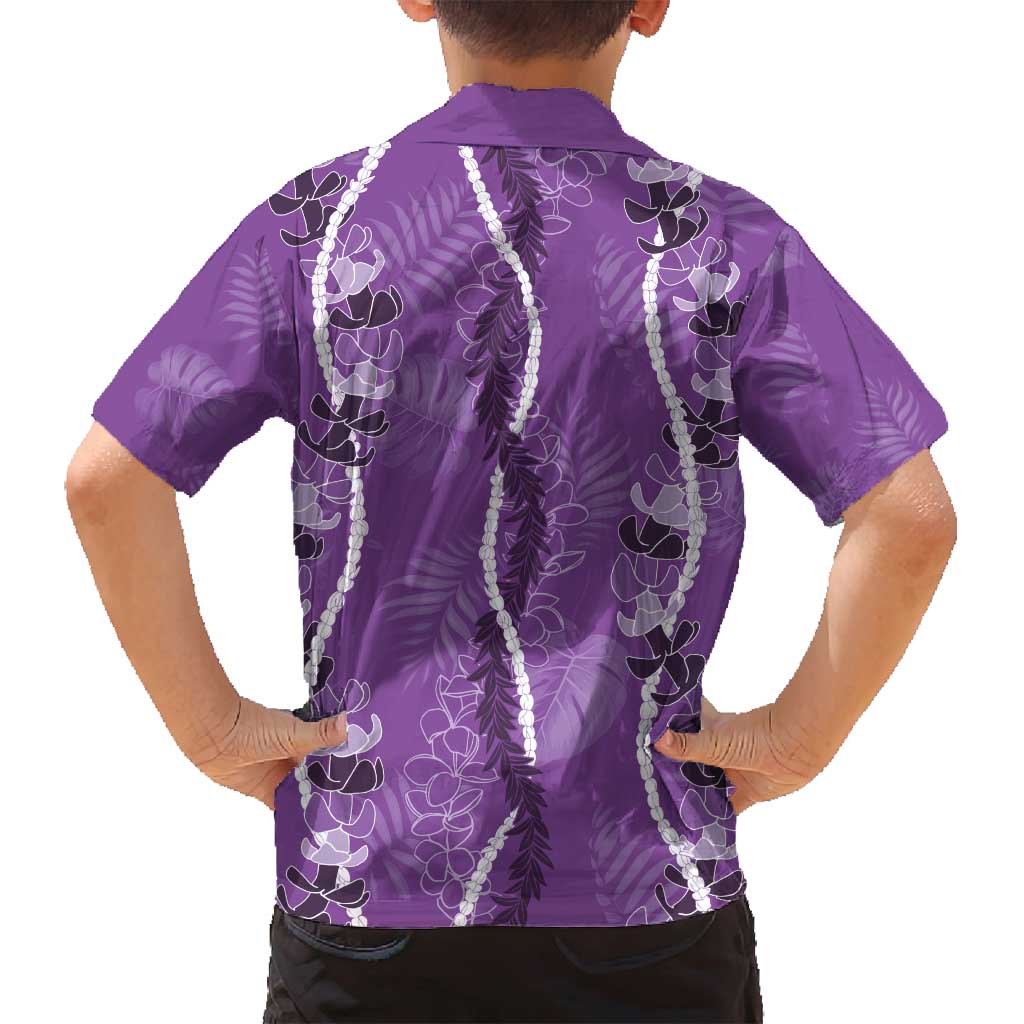 Hawaii Maile Lei Family Matching Off Shoulder Maxi Dress and Hawaiian Shirt With Violet Monstera Pattern