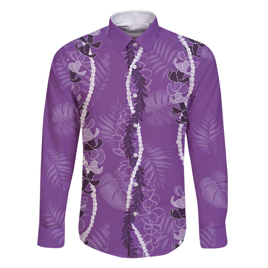 Hawaii Maile Lei Family Matching Short Sleeve Bodycon Dress and Hawaiian Shirt With Violet Monstera Pattern