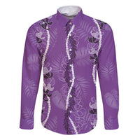 Hawaii Maile Lei Family Matching Tank Maxi Dress and Hawaiian Shirt With Violet Monstera Pattern