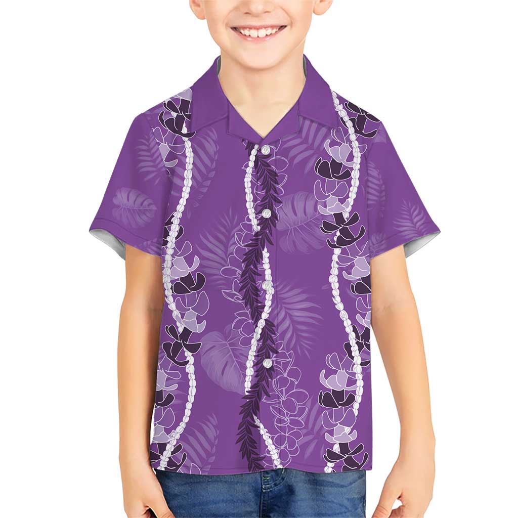 Hawaii Maile Lei Hawaiian Shirt With Violet Monstera Pattern