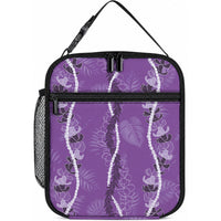 Hawaii Maile Lei Lunch Bag With Violet Monstera Pattern LT05 10.2 × 8.3 × 4.3 inch Violet - Polynesian Pride