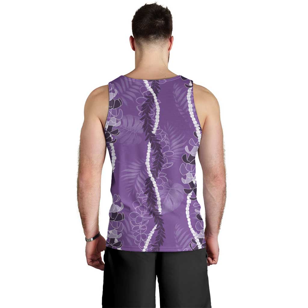 Hawaii Maile Lei Men Tank Top With Violet Monstera Pattern