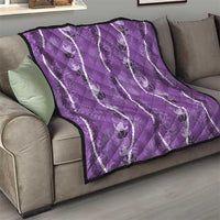 Hawaii Maile Lei Quilt With Violet Monstera Pattern