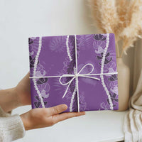Hawaii Maile Lei Wrapping Paper With Violet Monstera Pattern - Polynesian Pride