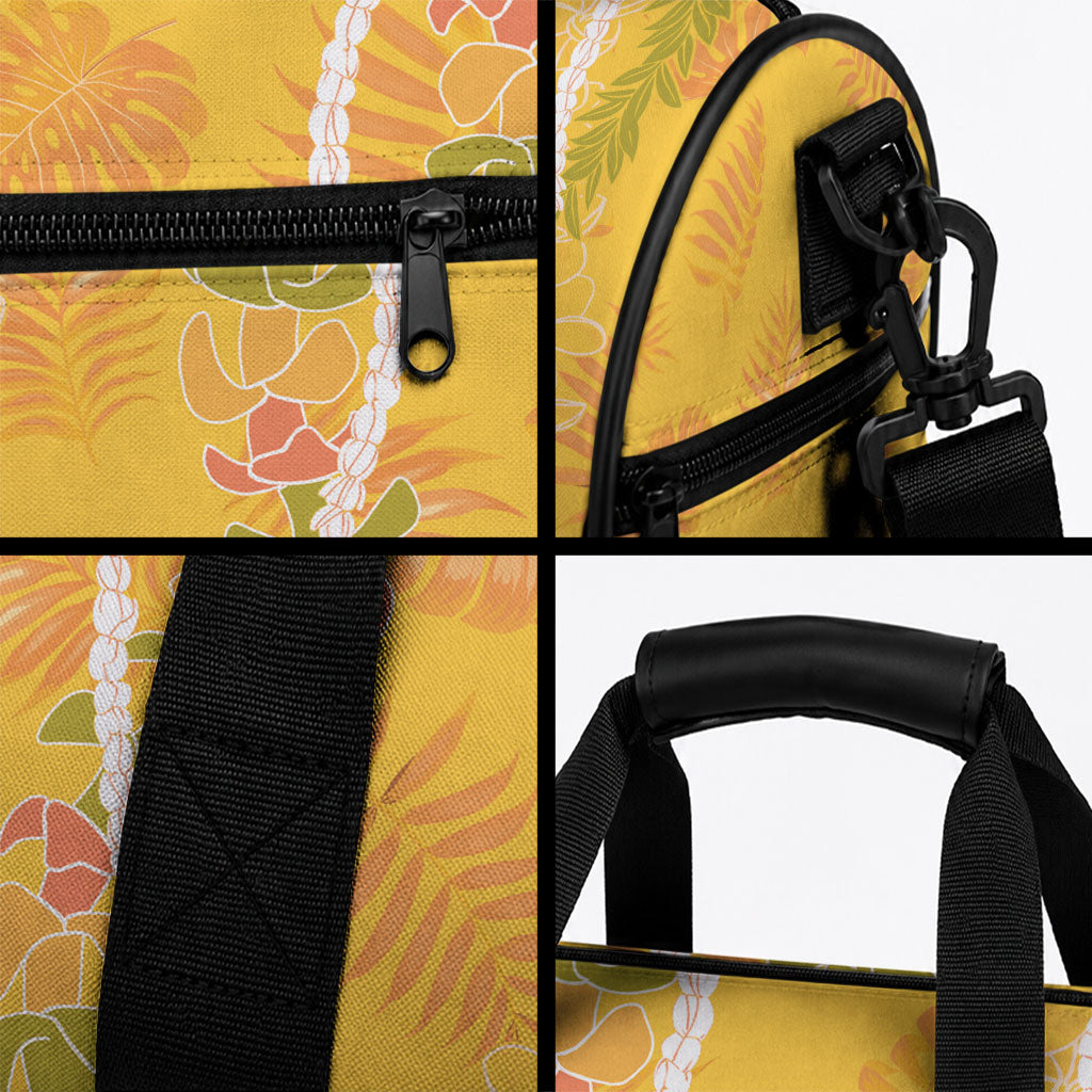 Hawaii Maile Lei Duffle Bag With Yellow Monstera Pattern LT05 - Polynesian Pride