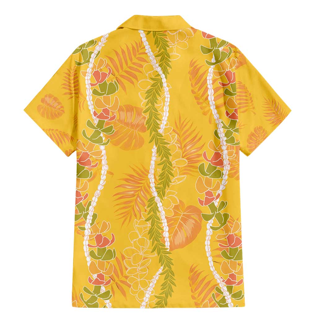 Hawaii Maile Lei Family Matching Mermaid Dress and Hawaiian Shirt With Yellow Monstera Pattern LT05 - Polynesian Pride