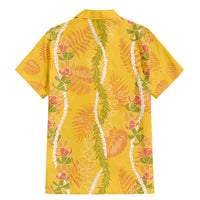 Hawaii Maile Lei Family Matching Mermaid Dress and Hawaiian Shirt With Yellow Monstera Pattern LT05 - Polynesian Pride