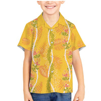 Hawaii Maile Lei Family Matching Mermaid Dress and Hawaiian Shirt With Yellow Monstera Pattern LT05 Son's Shirt Yellow - Polynesian Pride
