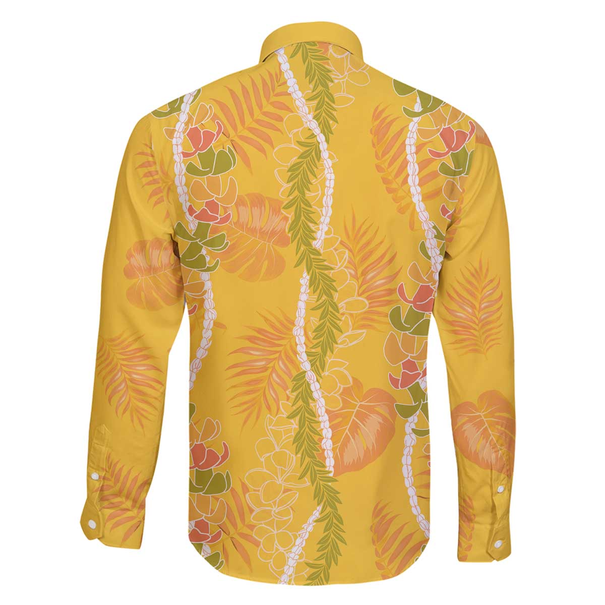 Hawaii Maile Lei Family Matching Off The Shoulder Long Sleeve Dress and Hawaiian Shirt With Yellow Monstera Pattern LT05 - Polynesian Pride