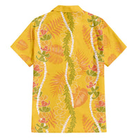 Hawaii Maile Lei Family Matching Off Shoulder Short Dress and Hawaiian Shirt With Yellow Monstera Pattern LT05 - Polynesian Pride