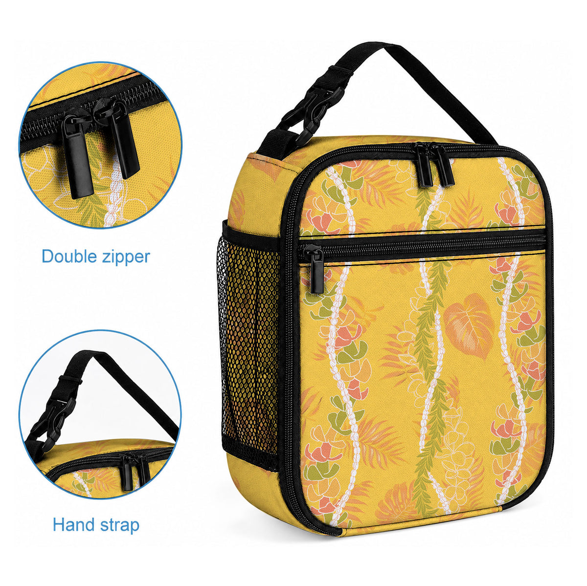 Hawaii Maile Lei Lunch Bag With Yellow Monstera Pattern LT05 - Polynesian Pride