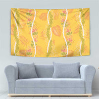Hawaii Maile Lei Tapestry With Yellow Monstera Pattern