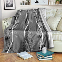 Hawaii Maile Lei Blanket With Gray Monstera Pattern