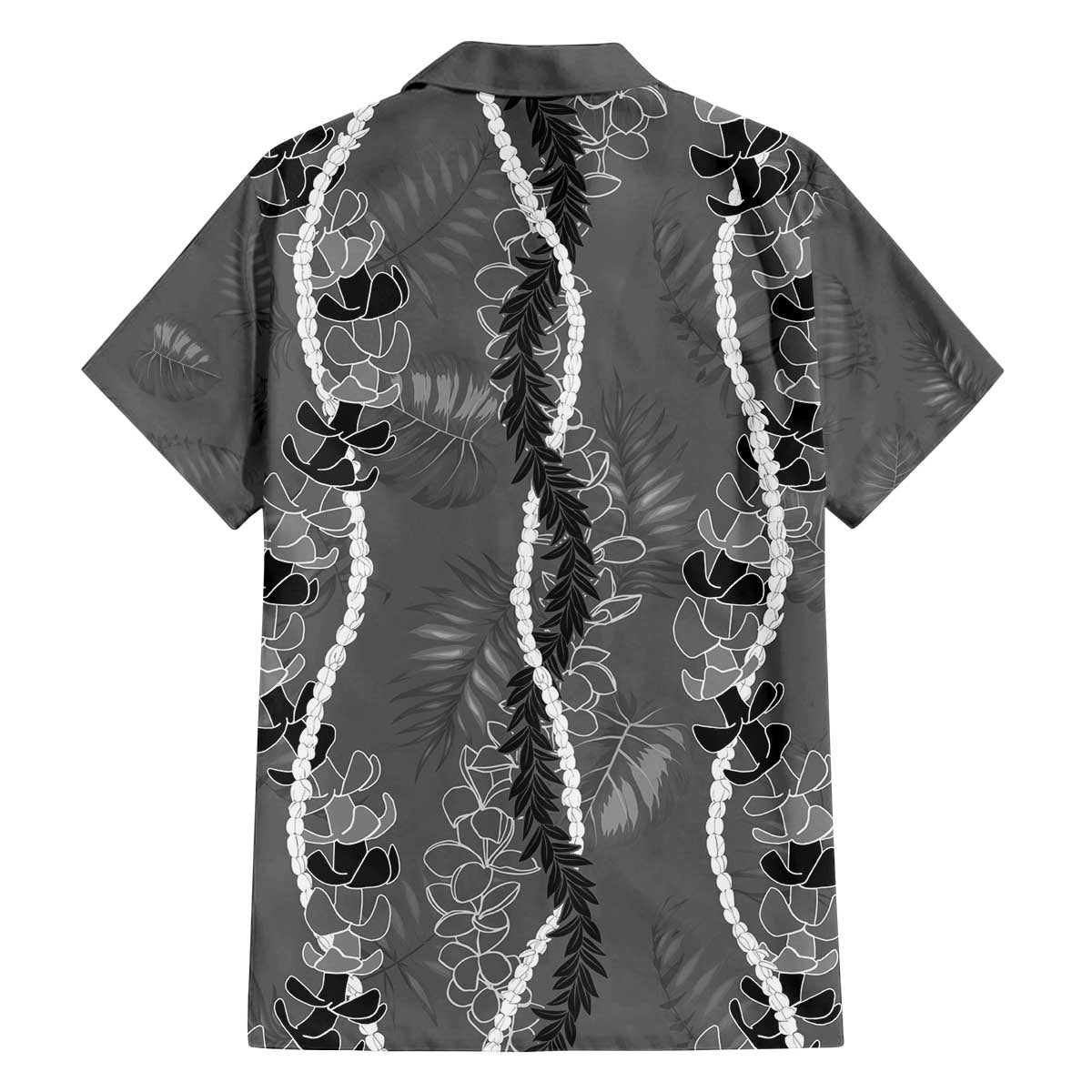 Hawaii Maile Lei Family Matching Off The Shoulder Long Sleeve Dress and Hawaiian Shirt With Gray Monstera Pattern