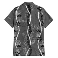 Hawaii Maile Lei Family Matching Off The Shoulder Long Sleeve Dress and Hawaiian Shirt With Gray Monstera Pattern
