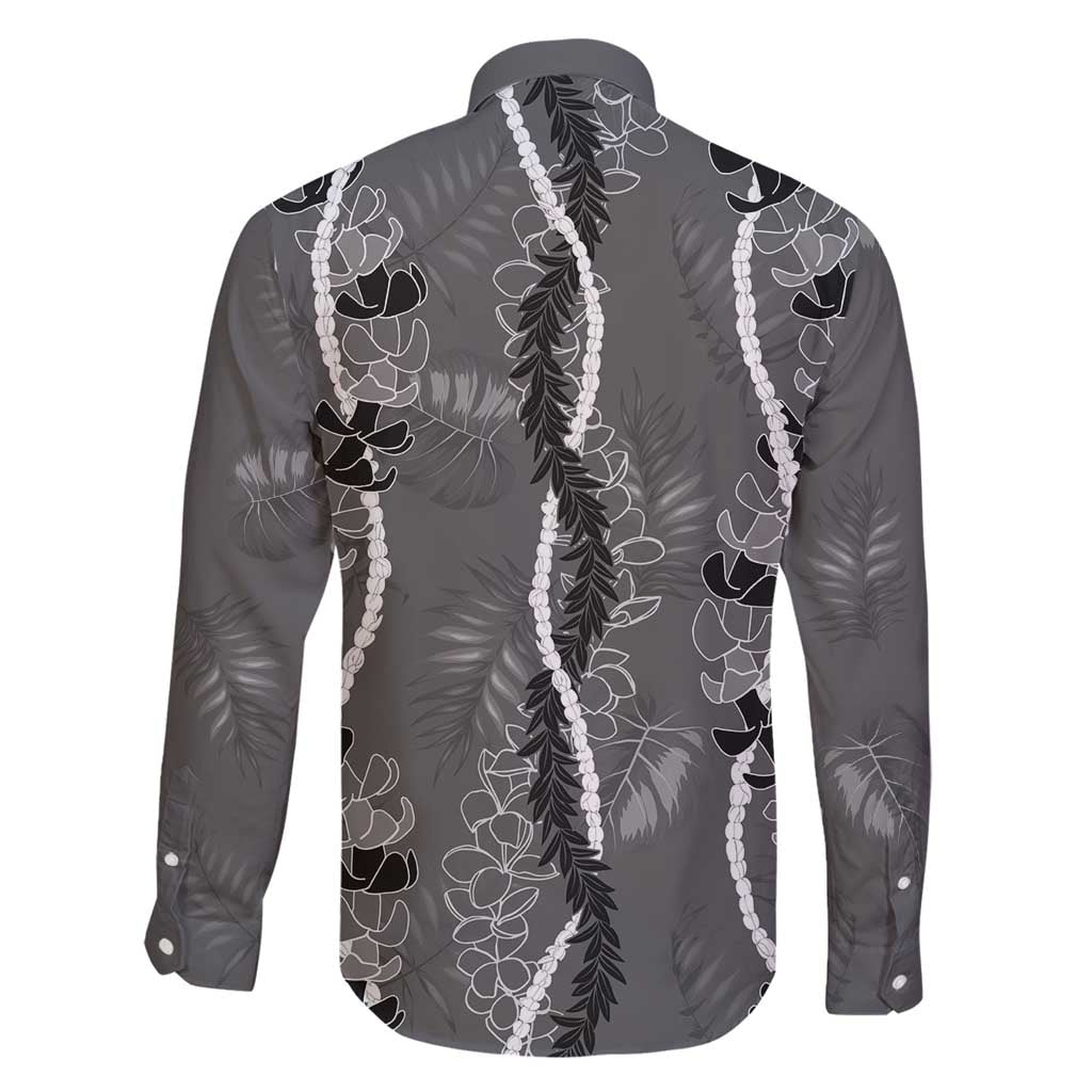 Hawaii Maile Lei Family Matching Puletasi and Hawaiian Shirt With Gray Monstera Pattern