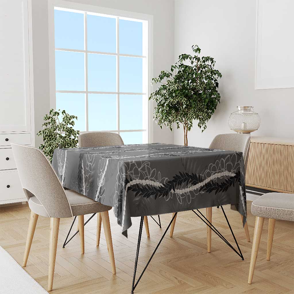 Hawaii Maile Lei Tablecloth With Gray Monstera Pattern