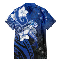 Polynesia Hammerhead Shark Family Matching Mermaid Dress and Hawaiian Shirt Blue Tribal Pattern With Plumeria - Polynesian Pride