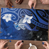 Polynesia Hammerhead Shark Puzzle Blue Tribal Pattern With Plumeria - Polynesian Pride
